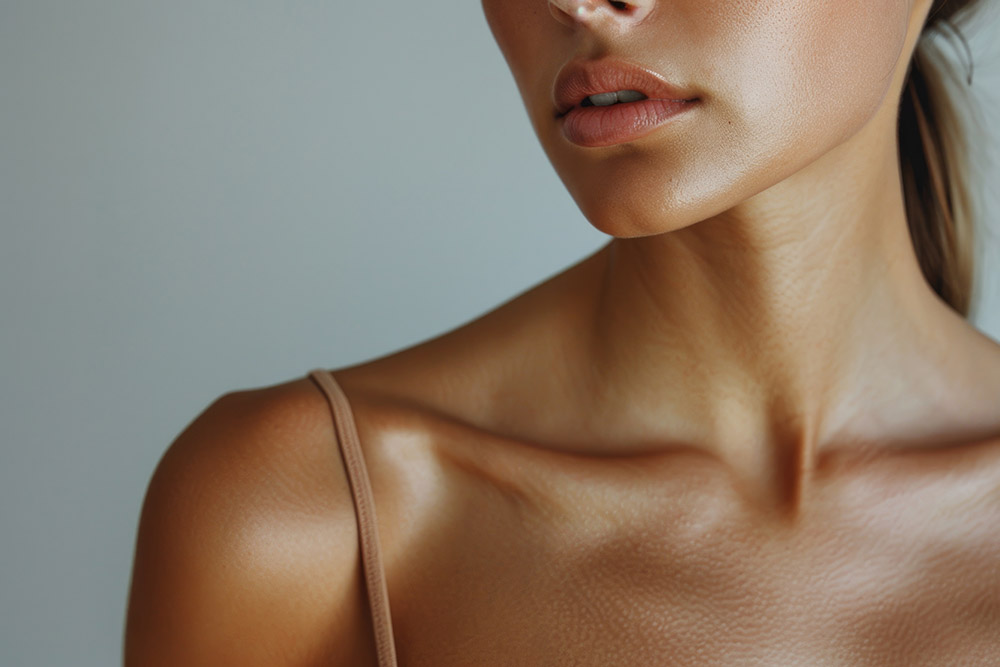 woman wearing a tan top